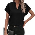 thumbnail image 2 of Tshirts Women Trendy Women's Summer Tops V Neck Short Sleeve Shirts Loose Flowing Tunics, 2 of 9