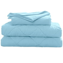 Organictune 4 Piece Microfiber Toddler Bedding Set, Breathable Crib Sheet Set for Boys and Girls, Includes Quilted Comforter, Flat Top Sheet, Fitted Sheet, Envelope Pillowcase, Aqua Blue