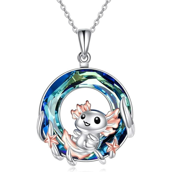 DOLIOX Duck/Axolotl/Phoenix/Hummingbird Necklace Sterling Silver for Women Crystal Pendant Animal Necklace Jewelry Birthday Gifts for Woman Friends
