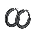 thumbnail image 1 of Pendiente de aro PROSTEEL Acero inoxidable negro 30 mm para mujer, 1 of 9