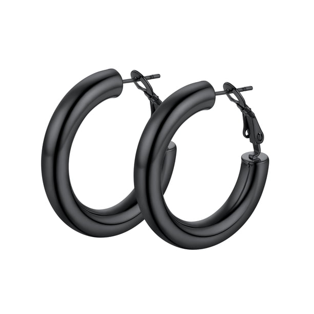 Pendiente de aro PROSTEEL Acero inoxidable negro 30 mm para mujer