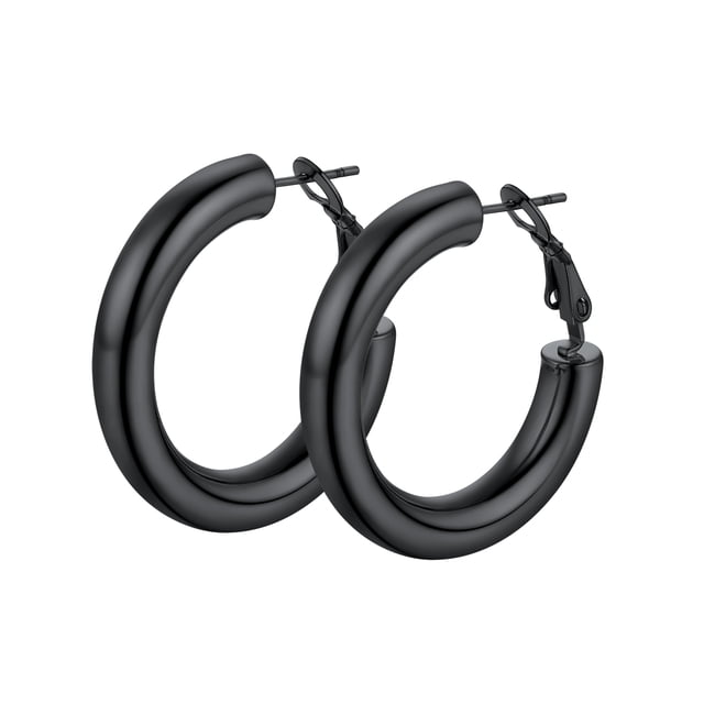 Pendiente de aro PROSTEEL Acero inoxidable negro 30 mm para mujer