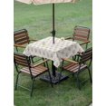 thumbnail image 4 of Outdoor Tablecloth with Umbrella Hole for Patio/Picnic/Party/Camping, Bohemia Waterproof Table Cloth Square Cover Washable, Modern Abstarct Floral Flowers Boho Beige (60"x 60"), 4 of 8