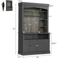 thumbnail image 2 of IdealHouse 72" Tall Coffee Bar Cabinet with LED Lights, Farmhouse Buffet Hutch with Storage, Microwave Stand & Wine Rack, Glass Shelf Kitchen Sideboard for Dining Room, Black, 2 of 7