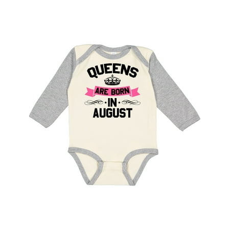 

Inktastic Queens Are Born in August Gift Baby Boy or Baby Girl Long Sleeve Bodysuit
