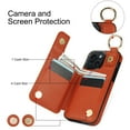 thumbnail image 5 of JTCASES for iPhone 12 Mini Case, PU Leather Lychee Pattern Zipper Purse Finger Ring Buckle Card Slots Stand Shell for iPhone 12 Mini Wear-resistant Shockproof Wallet Cover, Brown, 5 of 8