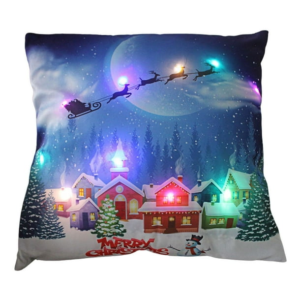 Funda de almohada de tiro navideño funda de almohada con funda suave de coche ligero funda de cojín para la decoración del hogar de la sala de estar Estilo H Gloria Funda de almohada