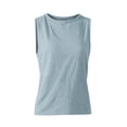 thumbnail image 5 of Workout Tank Tops Open Back Yoga Exercise Shirts Tie Back Athletic Clothes for Women Women's Casual Sleeveless Round Neck Tee Soft Breathable Athletic Wear for Sports and Daily Wear, Light Blue L, 5 of 5