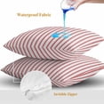 thumbnail image 4 of Throw Pillow Covers 20x20 Inch Set of 2, Red Striped Waterproof Outdoor Pillow Covers, Red White Stripes Farmhouse Decorative Cushion Pillowcases for Couch, Sofa, Bed, Garden, Patio, 4 of 9