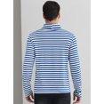 thumbnail image 3 of DARING DIVA Men's Striped Turtleneck Long Sleeves Pullover Stripes T-Shirt L Navy White, 3 of 6