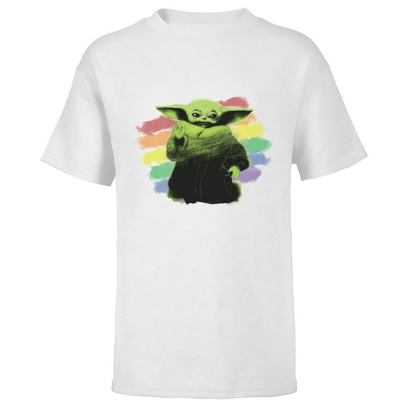 Star Wars The Mandalorian The Child Rainbow - Short Sleeve T-Shirt for Kids - Customized-White