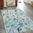 thumbnail image 4 of Area Rug for Living Room, Teal Blue Coastal Non-Slip Indoor Large Carpet for Bedroom/Dining Room, Nautical Starfish Shells Ocean Sea Washable Low-Profile Rectangle Floor Mat Runner Rugs - 3 x 5 Ft, 4 of 7