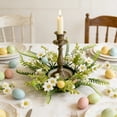 thumbnail image 1 of Dvkptbk Easter Candle Rings Holder Wreaths Spring Pastel Eggs Flowers Candle Holder Rings for Spring Easter Rustic Table Centerpiece Decor, 1 of 6