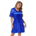 thumbnail image 3 of YONGHS Womens Night Shirts Nightgowns Short Sleeve Sleeping Shirts Sleepwear Royal_Blue L, 3 of 7