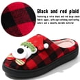 thumbnail image 3 of BERANMEY Christmas Slippers for Women and Men Black Red Plaid Santa Claus Pattern House Slippers with Plush Lining & Thick Sole Festive His & Hers Indoor Home Shoes, 3 of 9