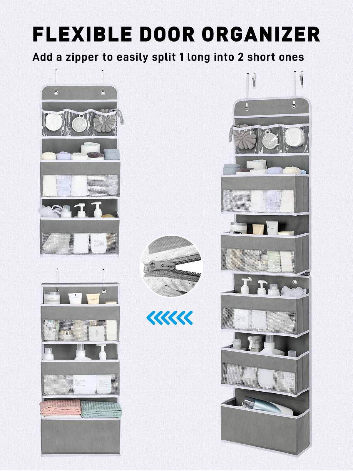 LazySpin 6-Shelf Over the Door Organizer, Gray photo 3