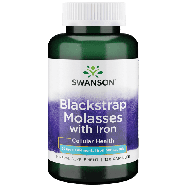 Swanson Blackstrap Molasses with Iron Capsules, 29 mg, 120 Count