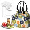thumbnail image 4 of Geometric Flower and Sunburst Gray Drawstring Insulated Lunch Bag for Women, Stain-Resistant Large Lunch Tote with Multi-Pockets for Work Office, 4 of 6