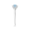 thumbnail image 2 of ANGARA Natural Round Aquamarine Three Stone Halo Ring with Diamonds in 14K White Gold for Women (Size-4mm) | March Birthstone, Birthday, Anniversary, Jewelry Gift for Women | Natural Aquamarine Ring, 2 of 7