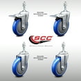 thumbnail image 2 of 5 Inch SS Blue Poly Swivel 3/8 Inch Threaded Stem Caster Set 2 Total Lock Brake, 2 of 2