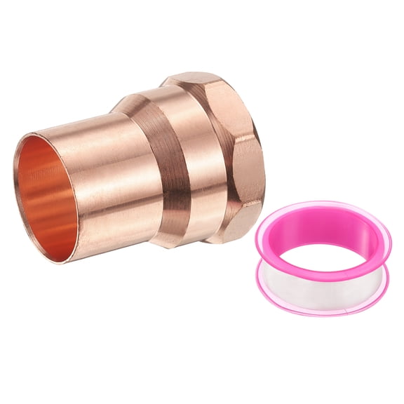 Uxcell 22.23mm ID x 7/8" x 3/4"NPT Female Adapter Fitting, with C x M Connection Copper Pipe Adapter Fittings Threaded Tubing Connectors for HVAC Residential Commercial
