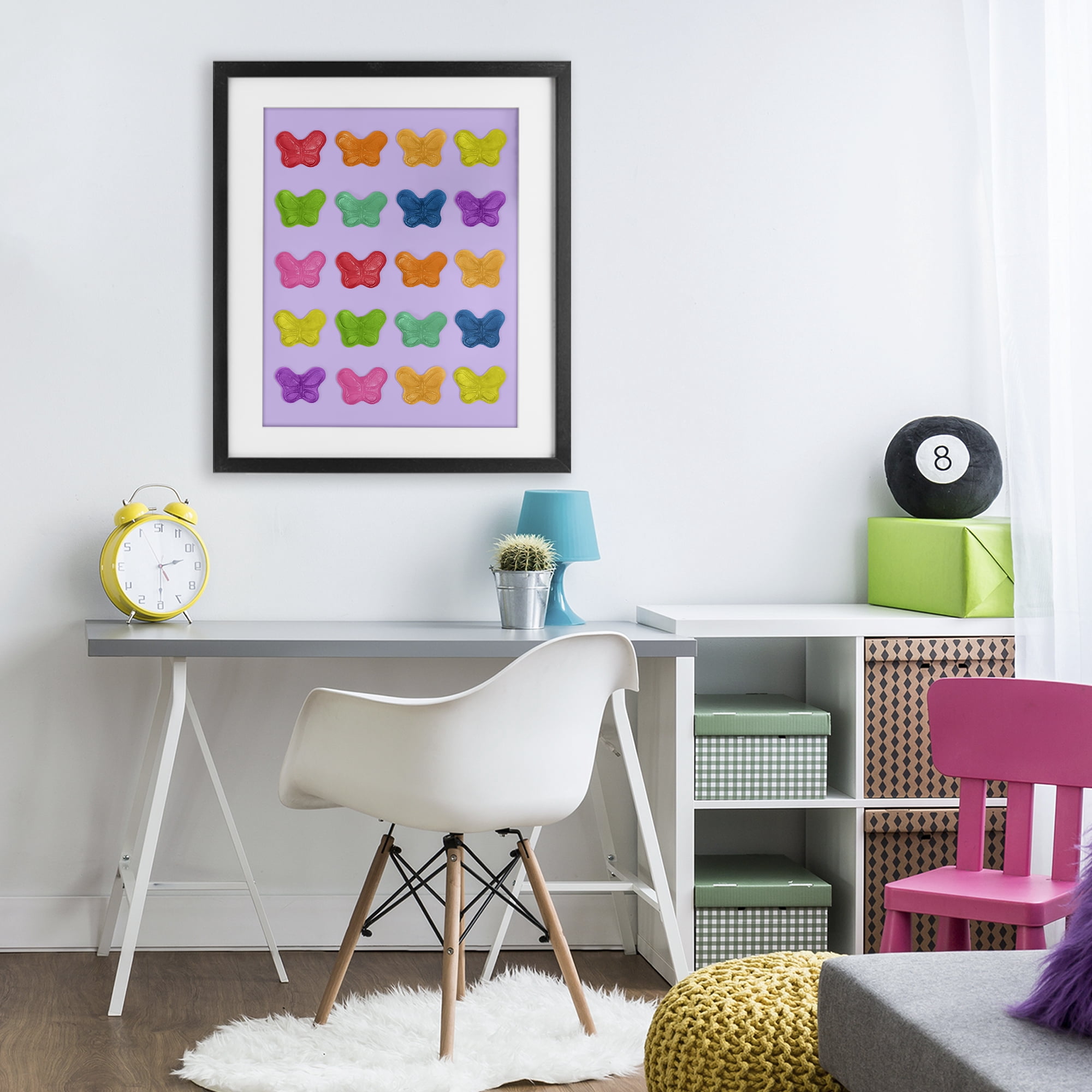 Stupell Industries Colorful Butterflies on Lilac Black Framed Print Under Glass, design by LISH Creative
