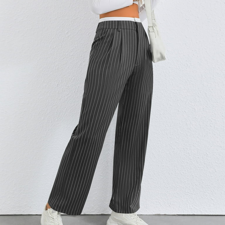 Diufon Women's Striped Wide Leg Pants Casual Loose High