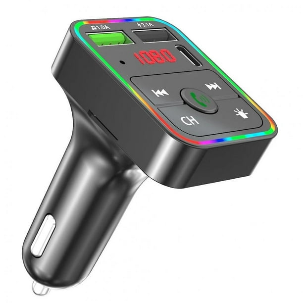 Transmetteur Fm Bluetooth pour Voiture, Qc3.0 & 7 Couleurs Led Rétroéclairé  Adaptateur Bluetooth de Voiture Lecteur de Musique Mains Libres Kit de  Voiture avec Fente pour Carte SD, Prend en Charge USB 