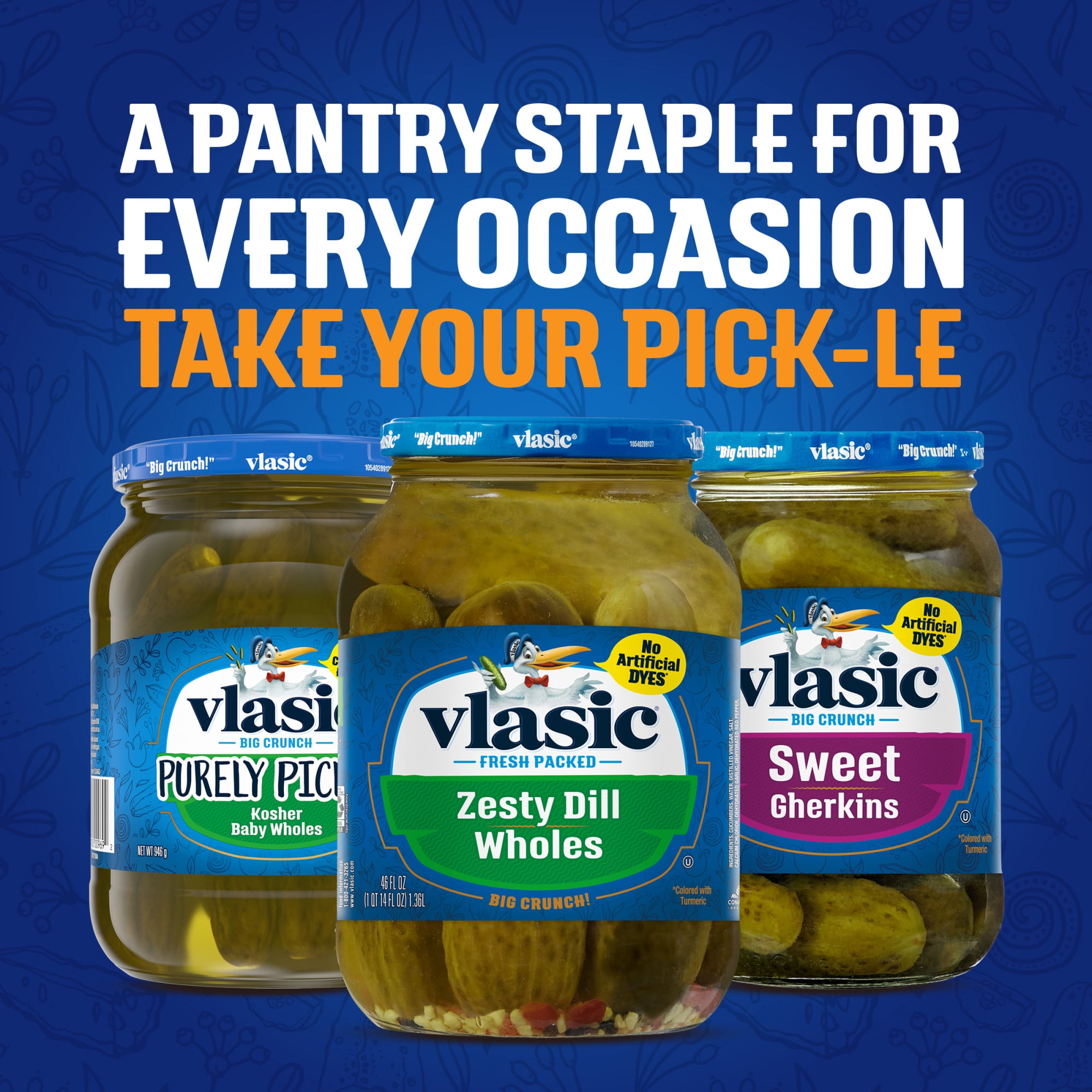 Vlasic Zesty Dill Whole Pickles, Keto Friendly, 46 fl. oz.