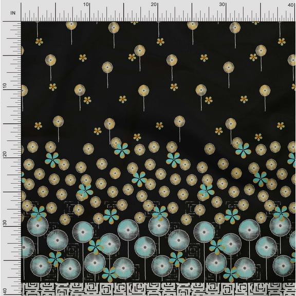 oneOone Cotton Jersey Black Fabric Artistic Flower Panel Dress Material Fabric Print Fabric By The Yard 58 Inch Wide