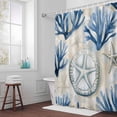 thumbnail image 3 of Sky Blue Coral Bathroom Shower Curtain, Retro Starfish Coastal Summer Shell Waterproof Washable Soft Bath Curtain for Bathtub Decor with 12 Hooks&Grommet, 36x78 Inch, 3 of 9
