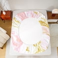 thumbnail image 5 of Castle Fairy Gradient Abstract Marble 4 Pieces Queen Sheet Sets for Teens Boys Girls,Pink Golden White Ultra Soft Flat Sheet,Marbling Watercolor Queen Fitted Sheet,Ultra Soft Home Decor, 5 of 7