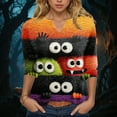 thumbnail image 2 of Godom Womens V-Neck T-Shirt Halloween Graphic Tees Tops 3/4 Long Sleeve Casual T Shirts, 2 of 5