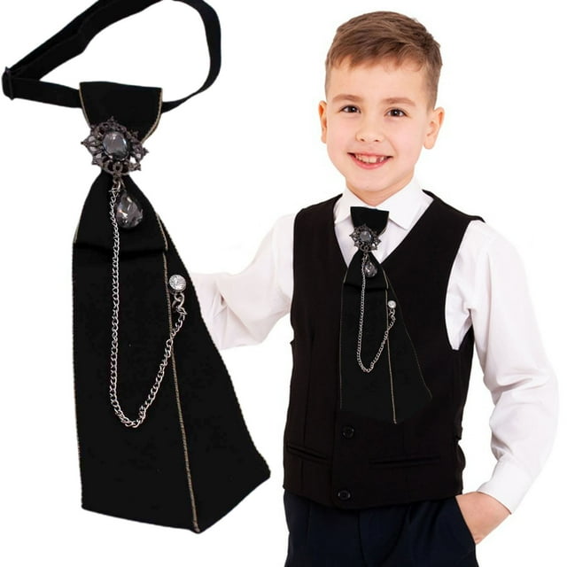 YAOBAMM Cravate Uniforme Scolaire Garçons Cravate Col Ruban Décoration Bijoux Ajustable Sans Nœud Vêtements Chaîne Anti-Rides Cravate Uniforme Scolaire