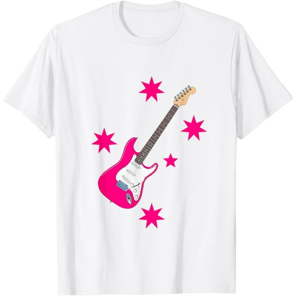 Exquisite and comfortable-Pink Rock Electric Guitar- Cool T-Shirt For Rock-star Girls T-Shirt