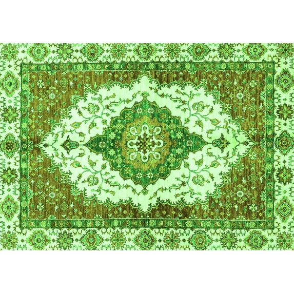 Ahgly Company Indoor Rectangle Abstract Green Modern Area Rugs, 2' x 4'