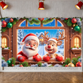 thumbnail image 5 of Red Theme Christmas Banner Christmas Style Reindeer Backdrop Reindeer Santa Claus Image Holiday Background for Christmas Party Family Gathering Xmas Event, 5 of 9