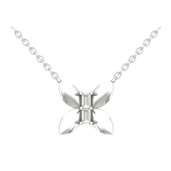 Araiya Sterling Silver Baguette Diamond Butterfly Pendant Necklace (1/10 cttw, I-J Color, I2-I3 Clarity), 18"