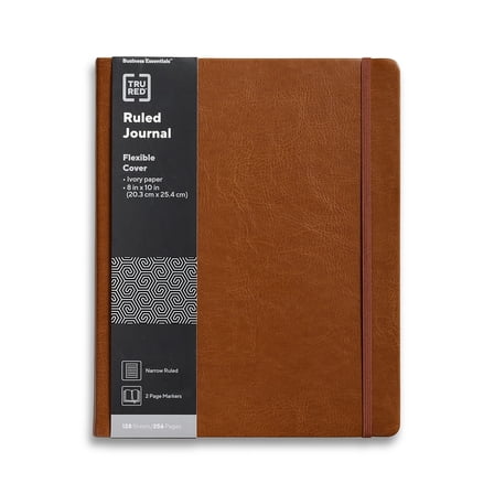 Staples TRU RED 8â€ x 10â€ Large Flexible Cover Narrow Ruled Journal Cognac (TR61953)