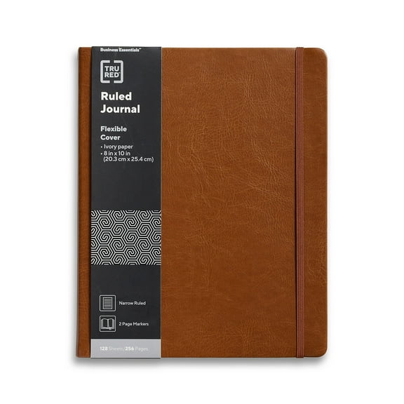 Staples TRU RED 8â€ x 10â€ Large Flexible Cover Narrow Ruled Journal Cognac (TR61953)