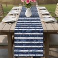 thumbnail image 4 of Nautical Striped Table Runner 48 Inches, Summer Coastal Ocean Navy Blue White Bed Runner Dresser Scarves Tabletop for Indoor Outdoor Parties/Ceremony/Banquet, 13" x 48", 4 of 9