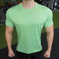 thumbnail image 5 of SKIYLEVZ T Shirts for Men Moisture Wicking Round Neck Short Sleeve Breathable Lightweight Slim Fitted Tops Gym Training Workout Everyday Clothing Green XL, 5 of 6
