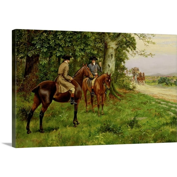 Great Big Canvas "The Highwaymen"  by George (1861-1930) Rowlandson Olive Green Silver   Wrapped Canvas Print Wall Artwork