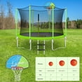 thumbnail image 4 of 10Ft Trampoline for Kids with Safety Enclosure Net,Basketball Hoop and Ladder,Easy Assembly Round Outdoor Recreational Trampoline,Green Metal Fitness Sports Fitness Trampolines, 4 of 8