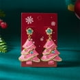 thumbnail image 4 of mimilili Rhinestone Christmas Tree Dangle Earrings Sparkly Crystal Pearl Bownot Snowman Earrings Colorful Xmas Festival Holiday Jewelry Gift, 4 of 4