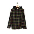 thumbnail image 6 of Original Penguin DARK SAPPHIRE Long Sleeve Plaid Flannel Hoodie Shirt, US Large, 6 of 6