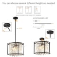 thumbnail image 6 of ZHLWIN Dining Room Light Fixture, 15.74 inch Round Lndustrial Farmhouse Chandelier Black Metal Crystal Pendant Light for Kitchen Island Dining Room Living Room Flat, 6 of 7