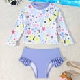 thumbnail image 2 of CAICJ98 Girls Swimsuit 2 Pieces Long Sleeve Rash Guard Set Bathing Suits for Toddler Girls Summer Swimwear (6-7 Years,Purple), 2 of 6