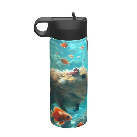 

Adobk Underwater Swimming Guinea Pig Print Water Bottle 18oz Sports Insulated Kettle for Cycling Gym Basketball Outdoor Suitable as a Present
