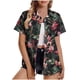 thumbnail image 1 of Pantalones Cortos para las Mujeres Sexy, Blusas de Estilo Hawaiano Impreso, Botón Arriba Cuello Turndown Superior, 1 of 5
